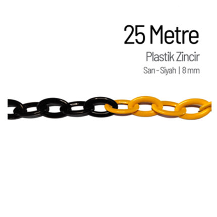 Plastik Zincir 8 mm Sarı Siyah 25 Metre